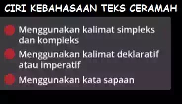 Ciri kebahasaan teks ceramah